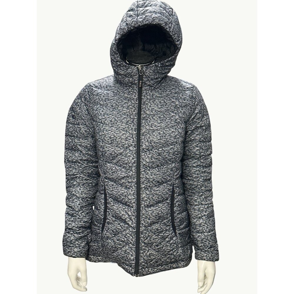 CCC Lole Reversible Hooded Puffer Jacket Black Gray Full Front Zipper